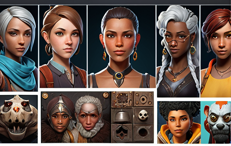 **"A vibrant digital art portfolio showcasing diverse skills: character design, detailed game backgrounds, unique textures, and clean icons. Highlight best works and continuous improvement, Steam Workshop compatible."**