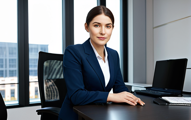 **

"A professional businesswoman in a modest business suit, sitting at a desk in a modern office, fully clothed, appropriate attire, safe for work, perfect anatomy, natural proportions, professional photography, high quality. The office should have soft, natural lighting and a clean, organized appearance."

**