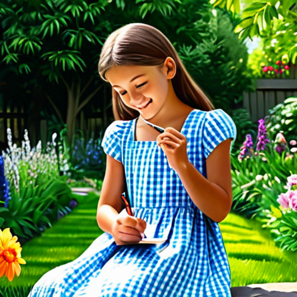 디지털아트 데포르메 캐릭터 제작법 - **

"A cheerful girl in a modest sundress, sketching in a lush garden, surrounded by flowers. Fully ...