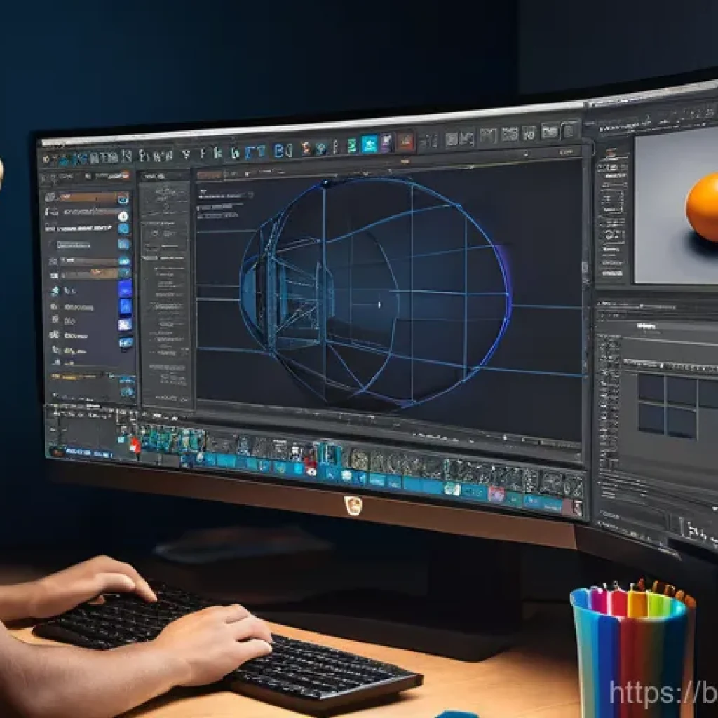 블렌더 3D 디지털아트 - **Prompt 1: A Creative's First Steps in Blender**
    "A vibrant, stylized digital illustration of a...