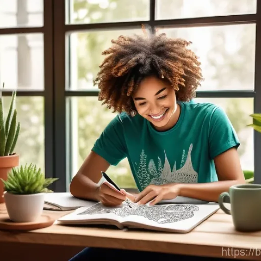 디지털아트 프린트 온 디맨드 활용 - **Prompt:** A vibrant and inspiring scene depicting a talented digital artist, in their late 20s, wi...