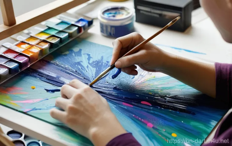 디지털아트와 전통미술 융합 - **Prompt:** A charming, stylized anthropomorphic fox-like creature, depicted standing upright and en...