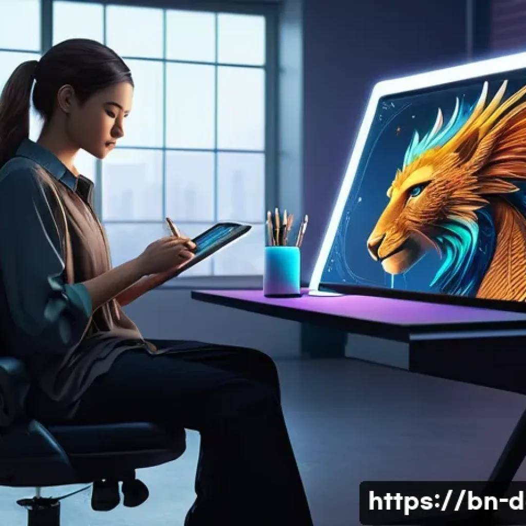 디지털아트 영화 컨셉아트 제작 - **Prompt:** A highly detailed concept art of a professional female concept artist, casually dressed ...