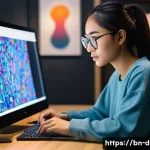 디지털아트 관련 저작권 분쟁 사례 - **Prompt:** "A focused young digital artist, female, in her early 20s, dressed in a stylish yet comf...