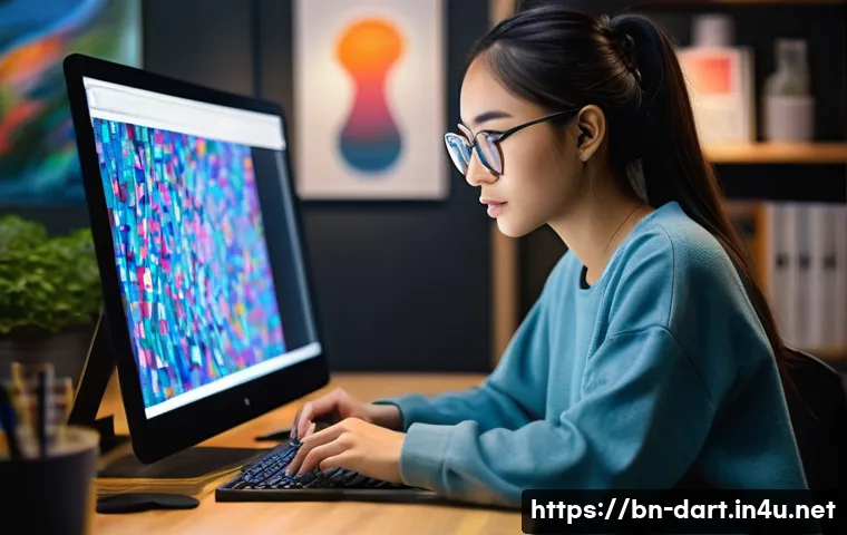 디지털아트 관련 저작권 분쟁 사례 - **Prompt:** "A focused young digital artist, female, in her early 20s, dressed in a stylish yet comf...