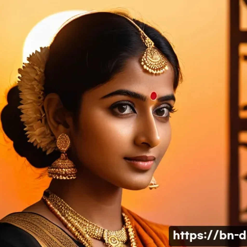 디지털아트 실루엣 디자인 중요성 - A striking digital silhouette portrait of a Bengali young woman wearing traditional attire with subt...