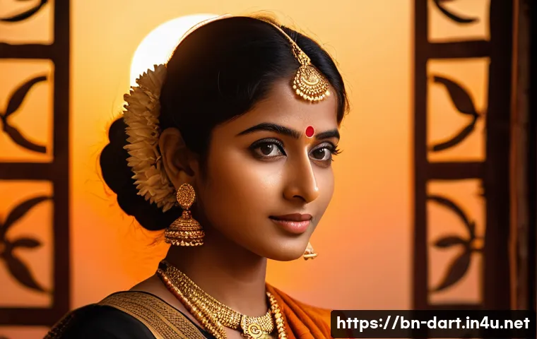 디지털아트 실루엣 디자인 중요성 - A striking digital silhouette portrait of a Bengali young woman wearing traditional attire with subt...